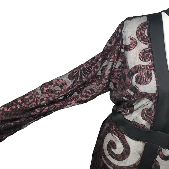 Goodtime USA Women's Plus 3X Stretchy Sheer Burgundy Glitter Black Dress As is - Picture 5 of 11